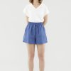 Women The Editor's Market Shorts | Bonita Linen Relaxed Shorts True Blue