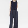 Women The Editor's Market Pants | Everly Pleated Pants Navy Blue