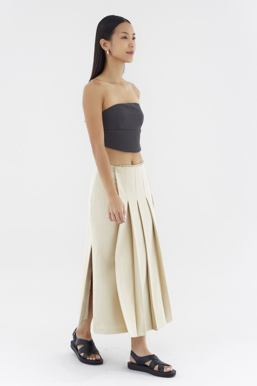 Women The Editor's Market Skirts | Mayce Mid-Rise Pleated Skirt Marzipan