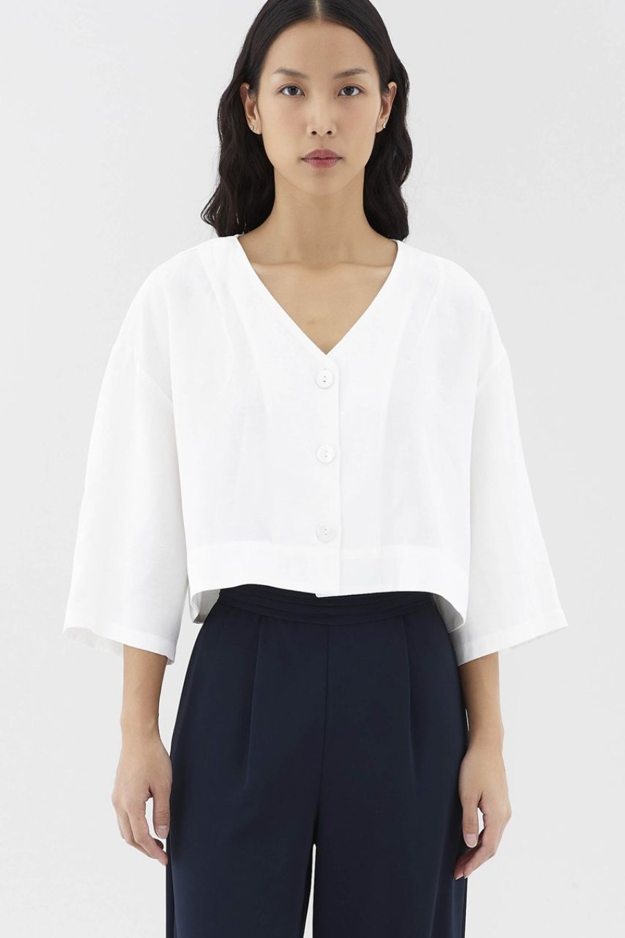 Women The Editor's Market Tops | Nadalia Button-Down Top White