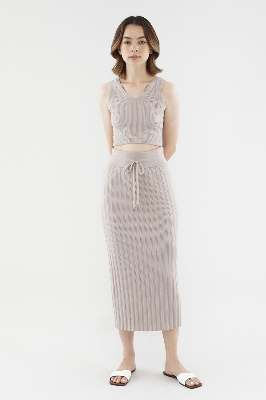 Women The Editor's Market Skirts | Hollis Ribbed Skirt Dusty Pink