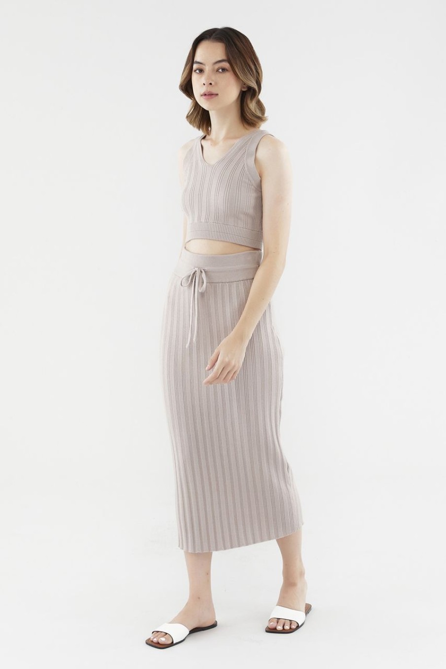 Women The Editor's Market Skirts | Hollis Ribbed Skirt Dusty Pink