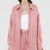 Women The Editor's Market Tops | Malitta Linen Oversized Shirt Raspberry