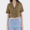 Women The Editor's Market Tops | Rheta Linen Crop Shirt Oolong