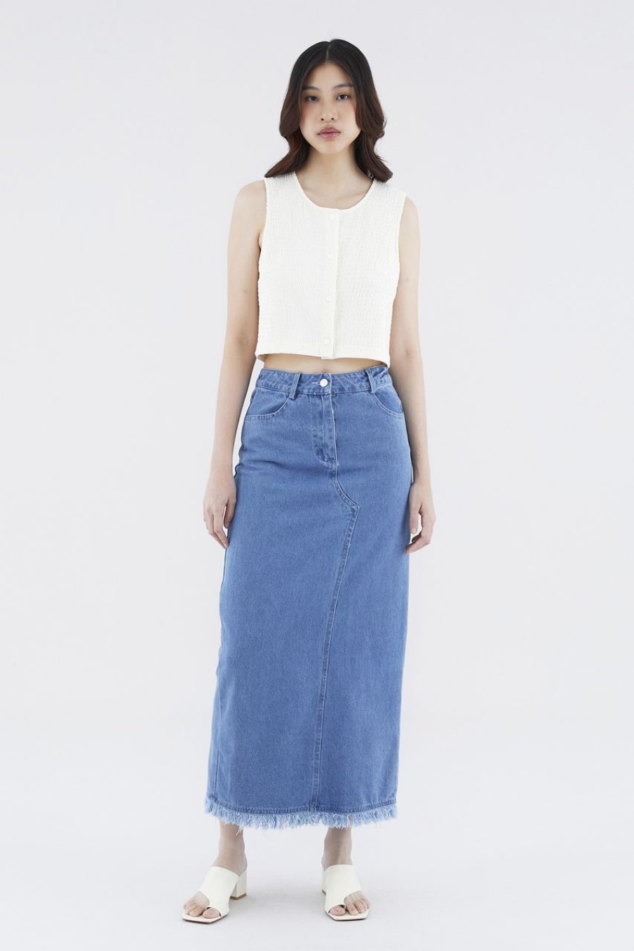 Women The Editor's Market Skirts | Kalus Straight Denim Skirt Blue