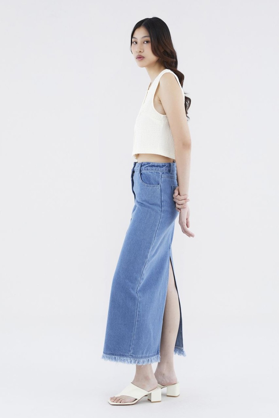 Women The Editor's Market Skirts | Kalus Straight Denim Skirt Blue