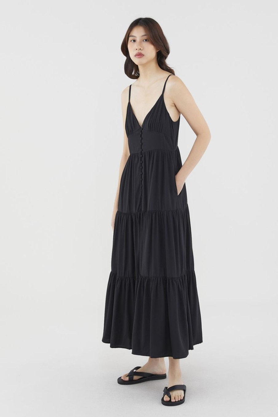 Women The Editor's Market Dresses | Cadence Bustier Tiered Dress Black