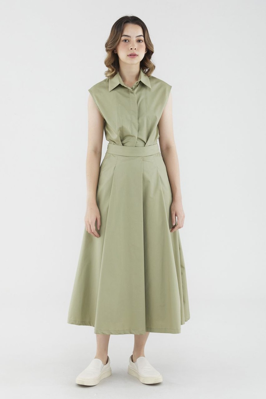 Women The Editor's Market Skirts | Nebula Pleated Skirt Lemongrass