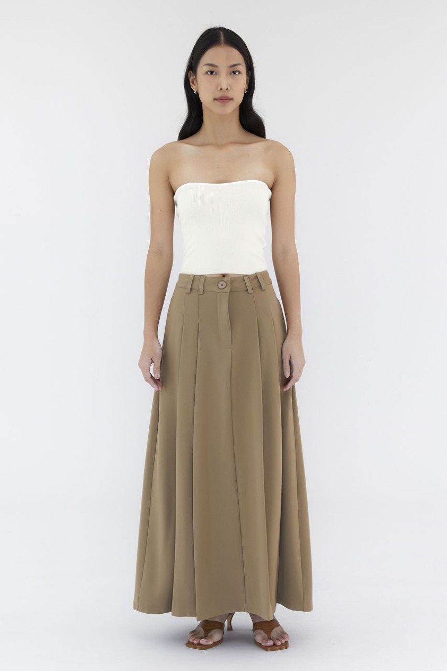 Women The Editor's Market Skirts | Juna Mid-Rise A-Line Skirt Tan