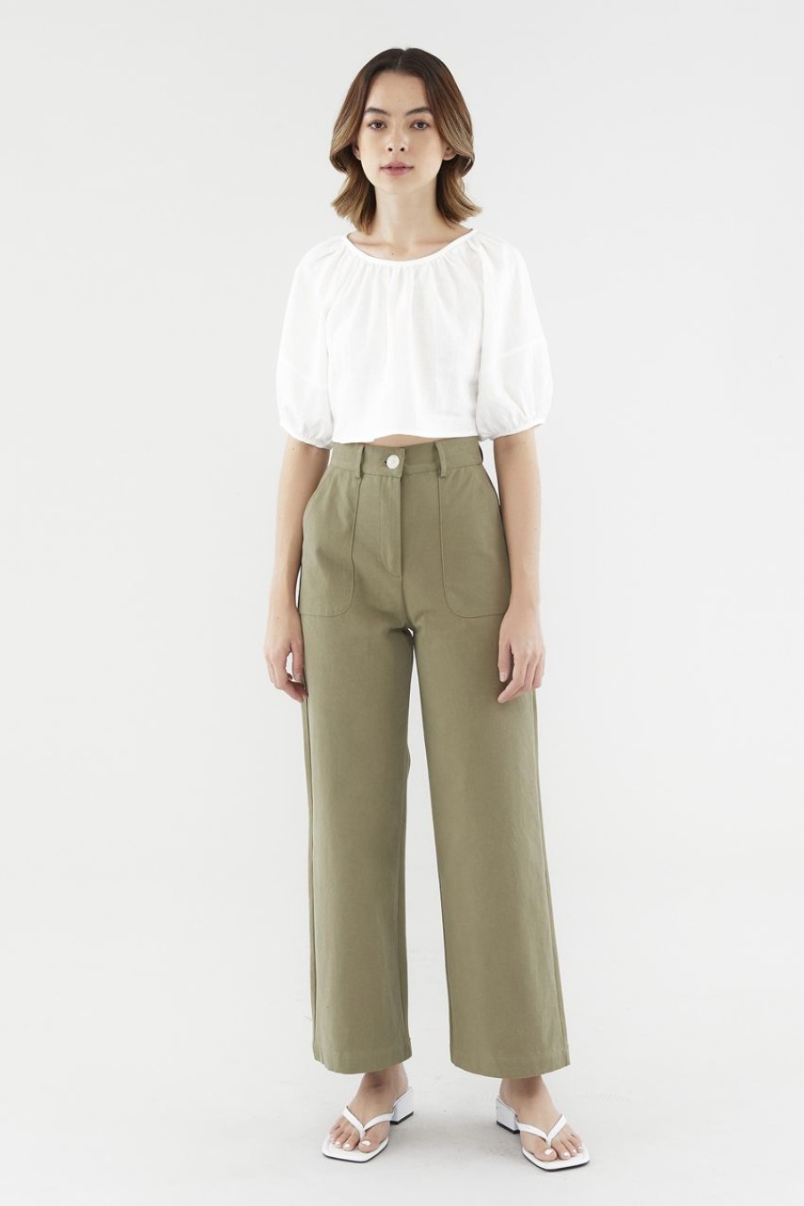 Women The Editor's Market Pants | Derryl Wide-Leg Pants Sage