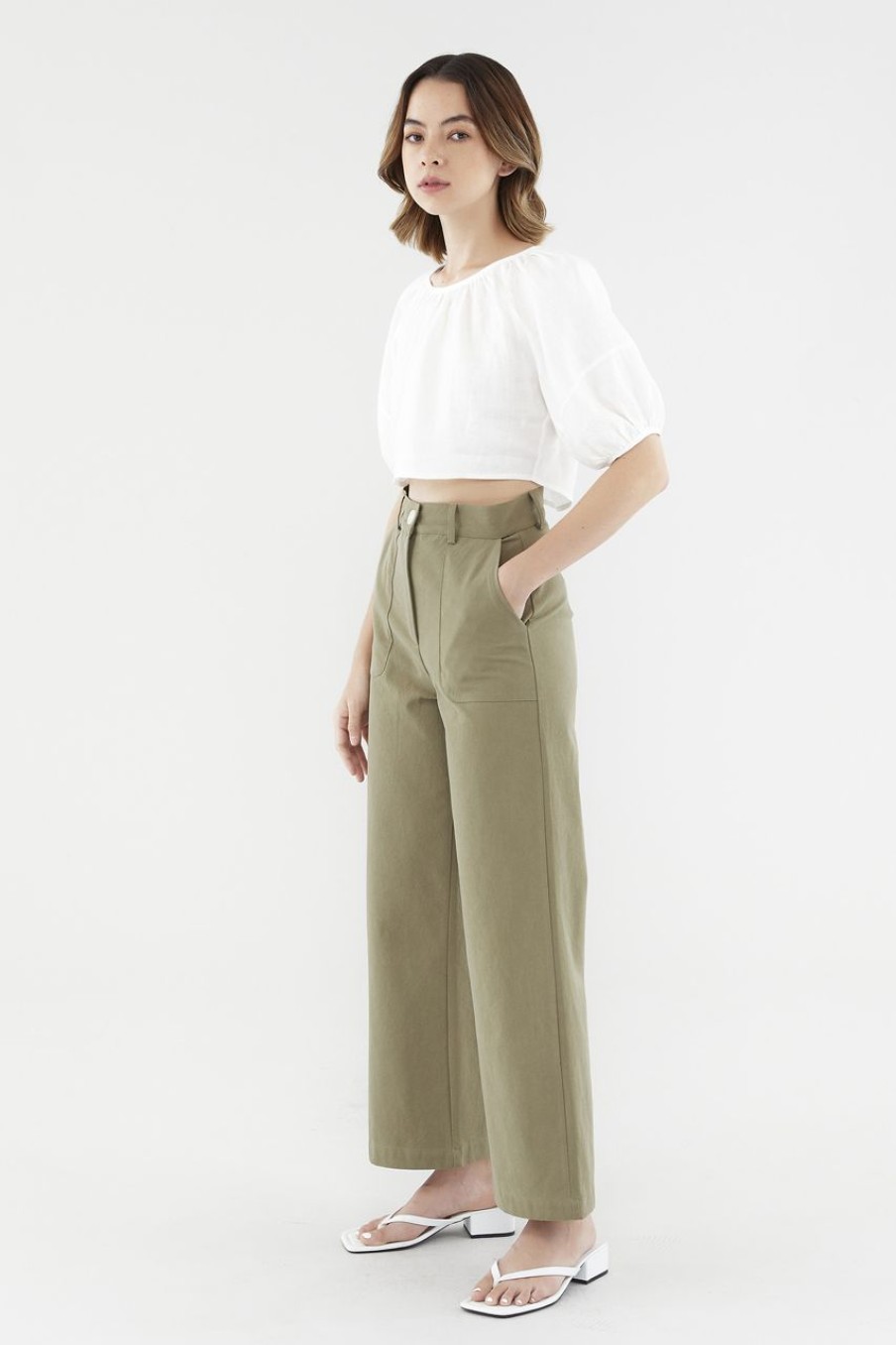 Women The Editor's Market Pants | Derryl Wide-Leg Pants Sage