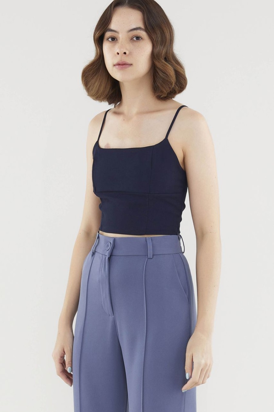 Women The Editor's Market Tops | Bailey Crop Camisole Navy Blue