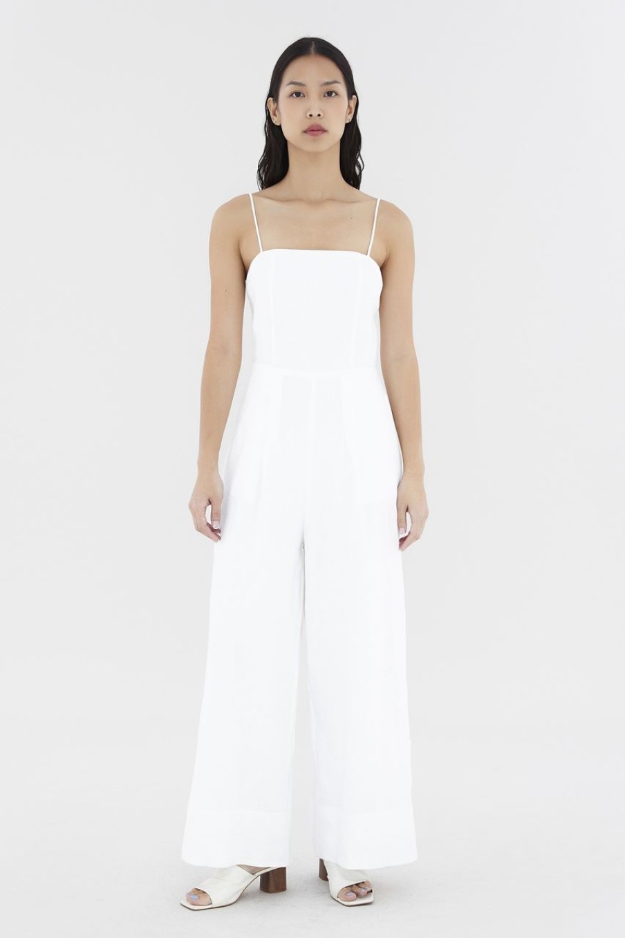 Women The Editor's Market Jumpsuits | Henzo Linen Wide Leg Jumpsuit White