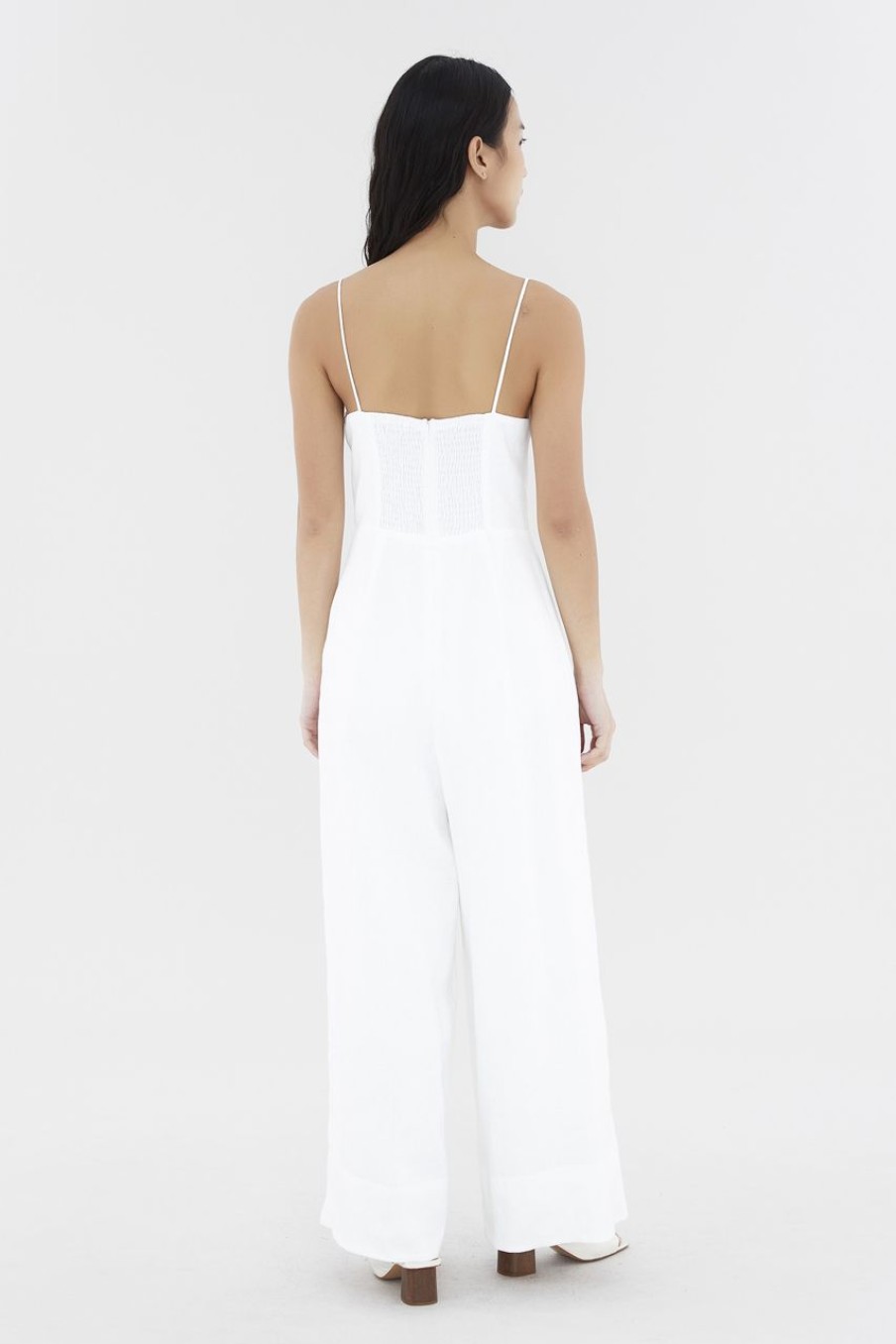 Women The Editor's Market Jumpsuits | Henzo Linen Wide Leg Jumpsuit White