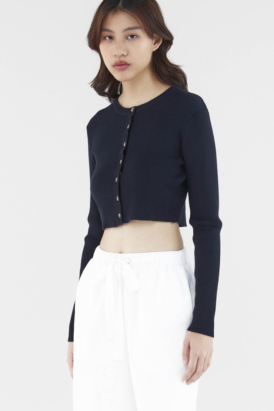 Women The Editor's Market Tops | Daena Button-Down Knit Top Eclipse