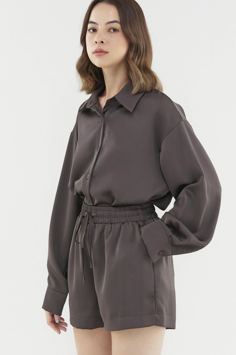 Women The Editor's Market Tops | Lennon Oversized Shirt Cedar