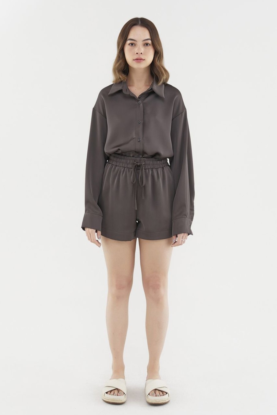 Women The Editor's Market Tops | Lennon Oversized Shirt Cedar