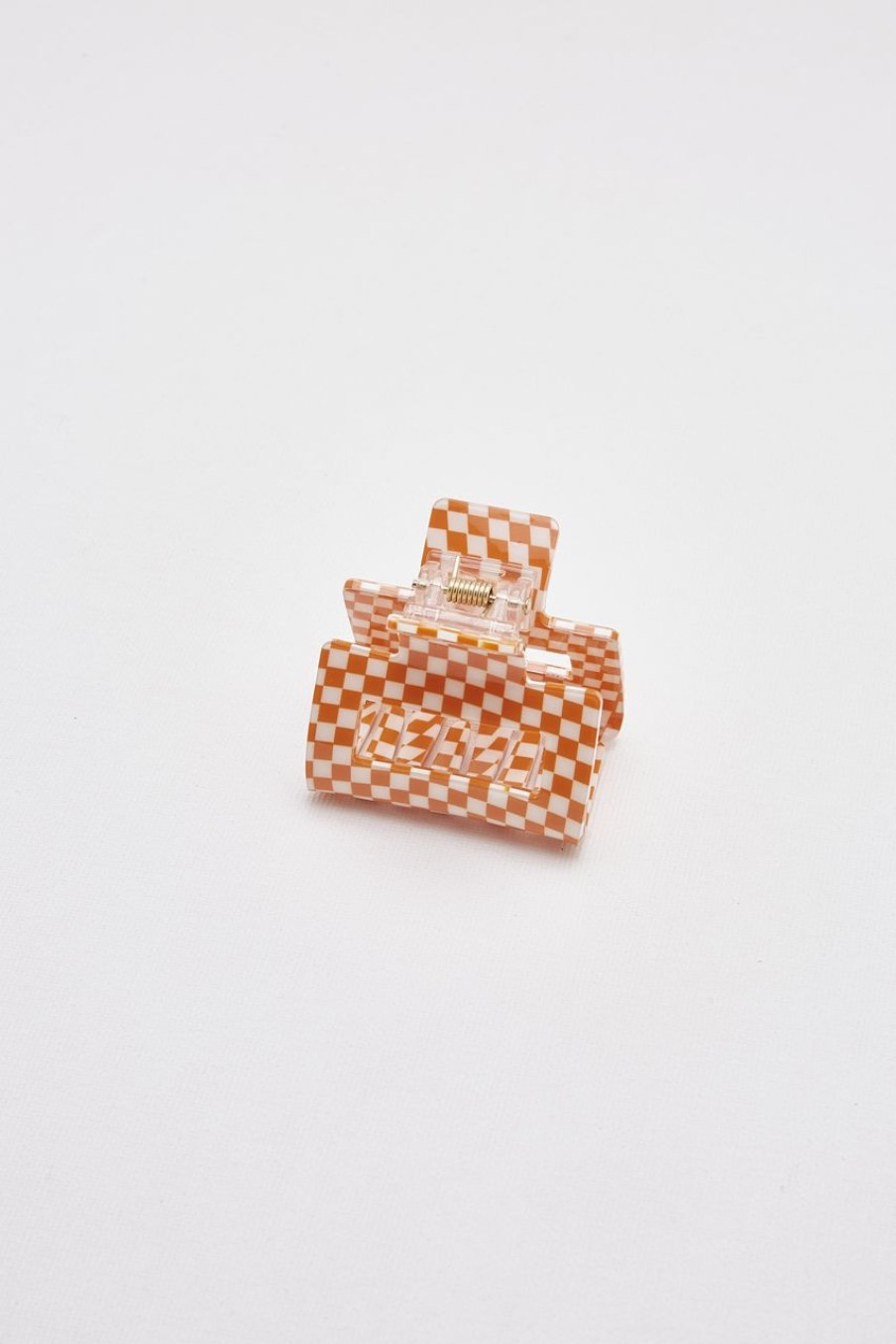 Women Afterall Hair Accessories | Wendy Hair Claw Orange Small Checks