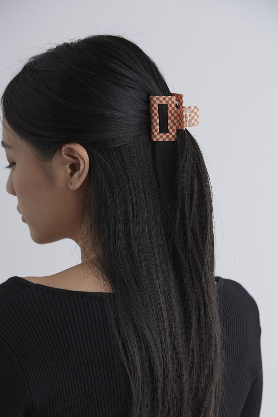 Women Afterall Hair Accessories | Wendy Hair Claw Orange Small Checks