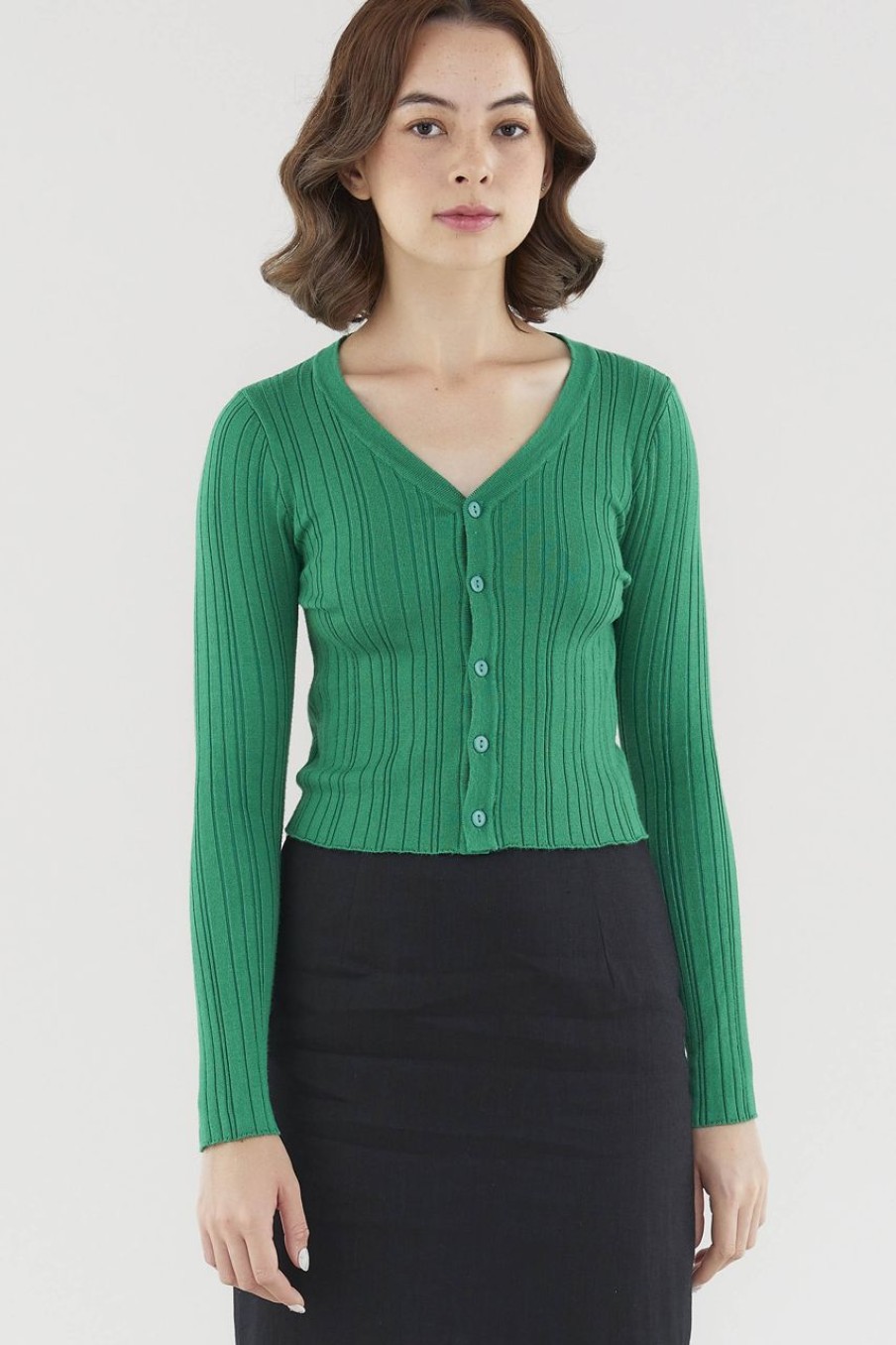 Women Palette Tops | Drena Crop Cardigan Lush Green