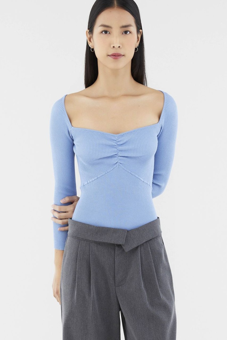 Women The Editor's Market Tops | Ariele Ruch Front Knit Top Cornflower