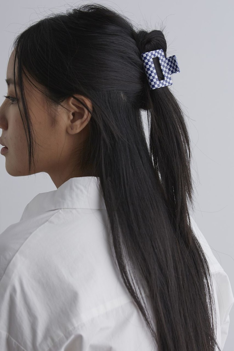 Women Afterall Hair Accessories | Wendy Hair Claw Blue Small Checks