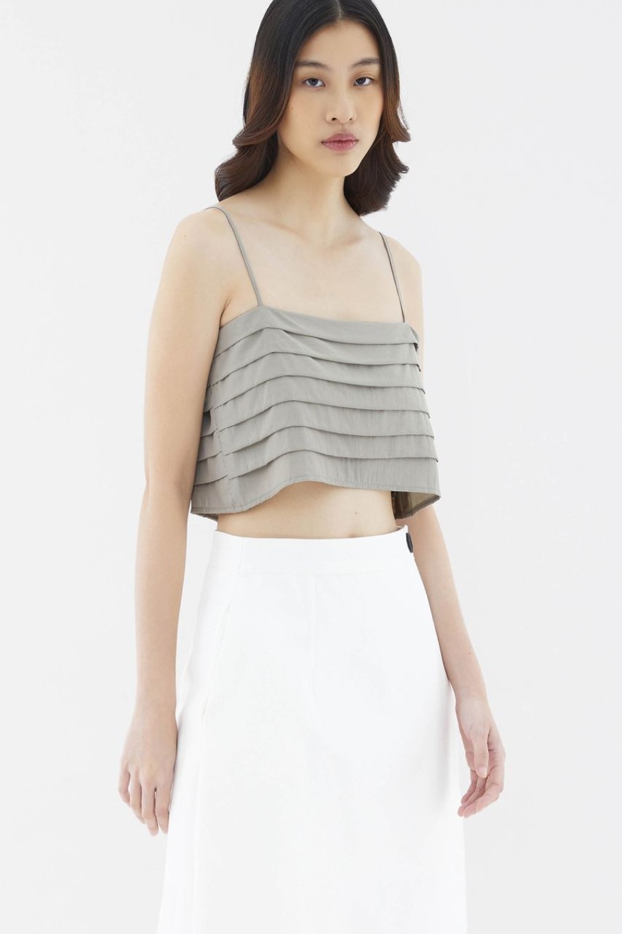 Women The Editor's Market Tops | Lyanne Pleated Cami Top Stone