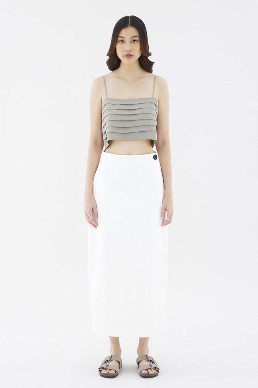 Women The Editor's Market Tops | Lyanne Pleated Cami Top Stone