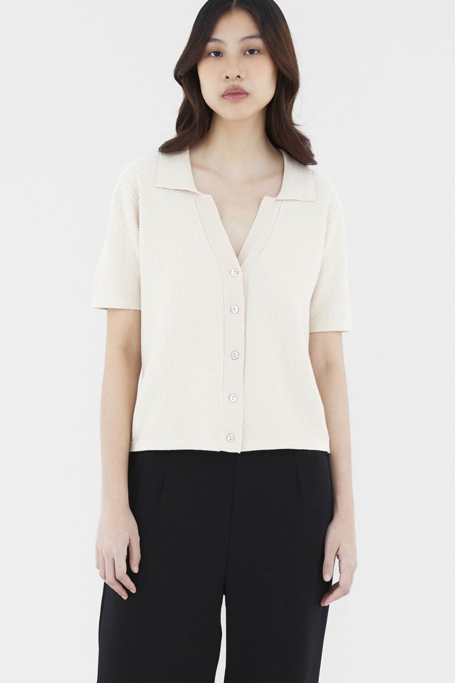 Women The Editor's Market Tops | Avery Polo Top Champagne