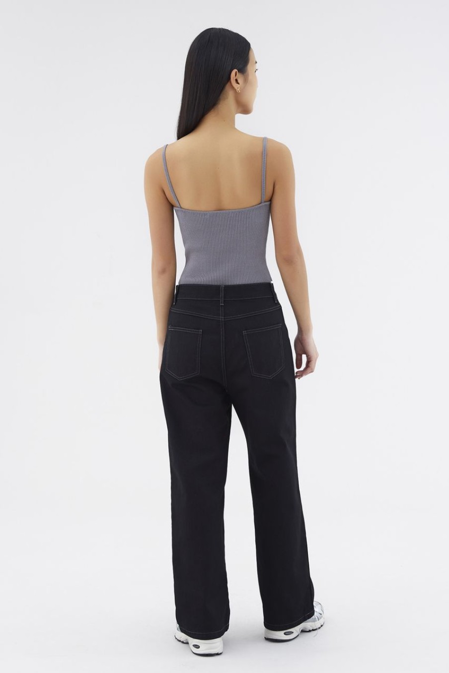 Women The Editor's Market Tops | Marloe Rib Crop Top Coal