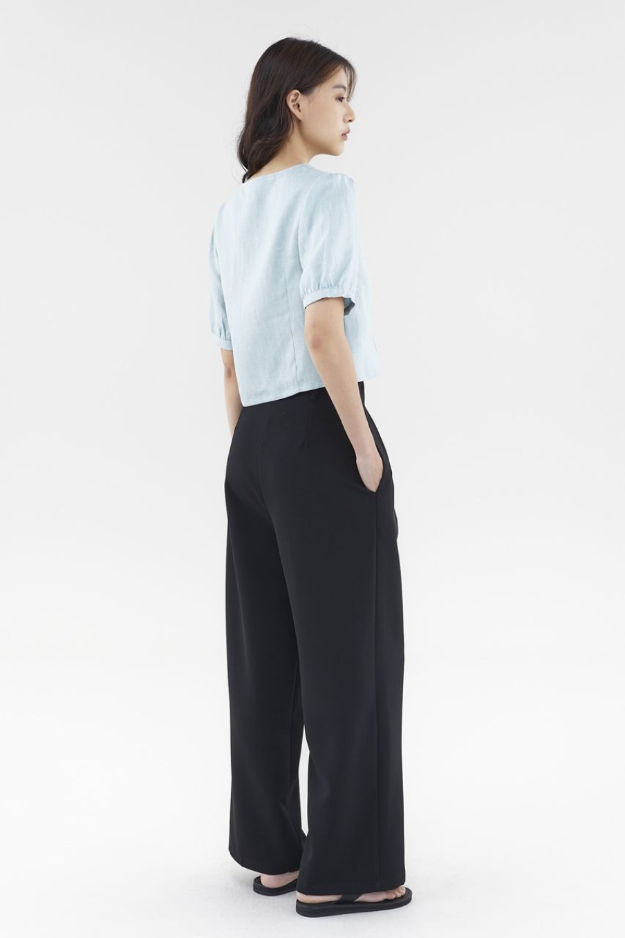 Women The Editor's Market Tops | Kellia Linen Button-Down Top Jade