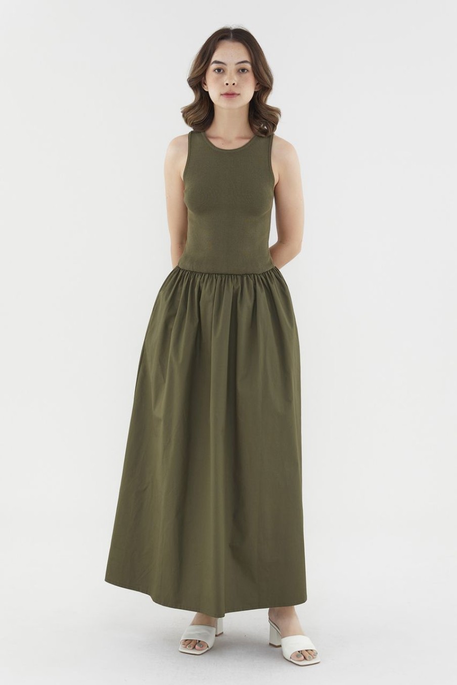 Women The Editor's Market Dresses | Andreana Tank Maxi Dress Dark Olive