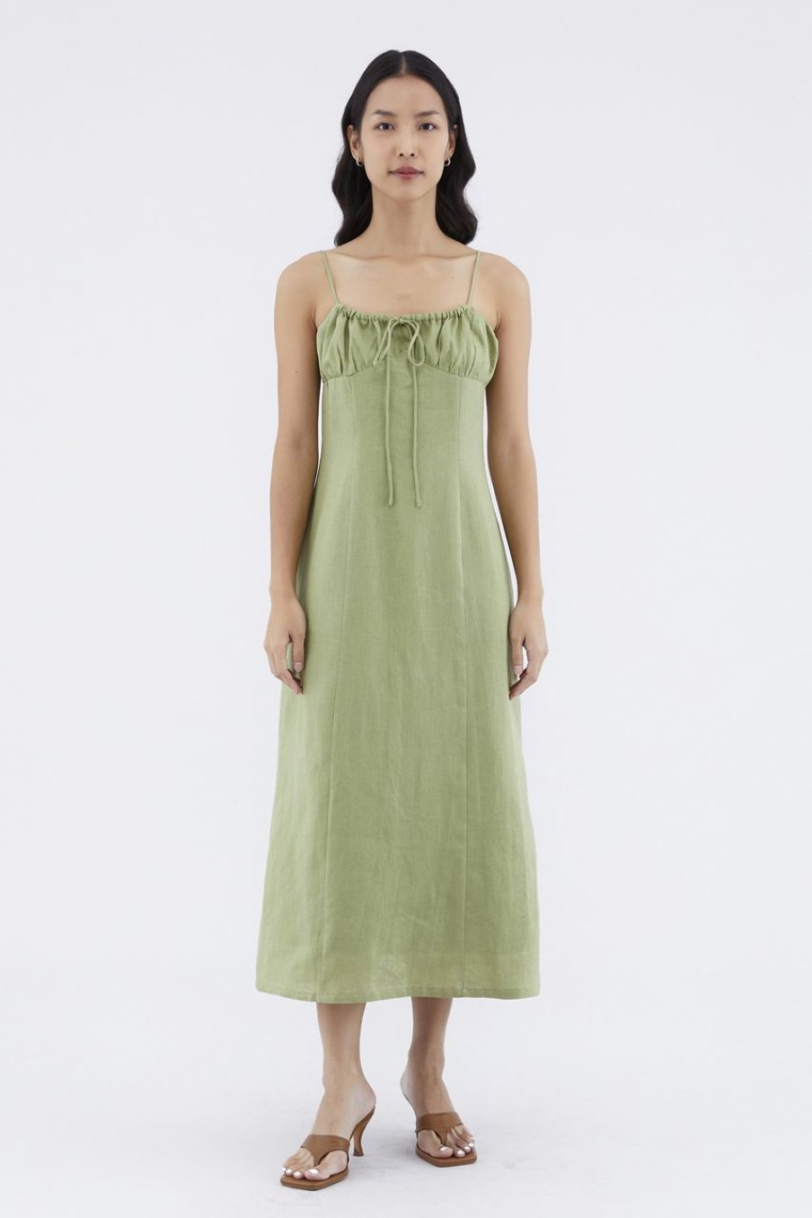 Women The Editor's Market Dresses | Gwenette Linen Bustier Dress Fern