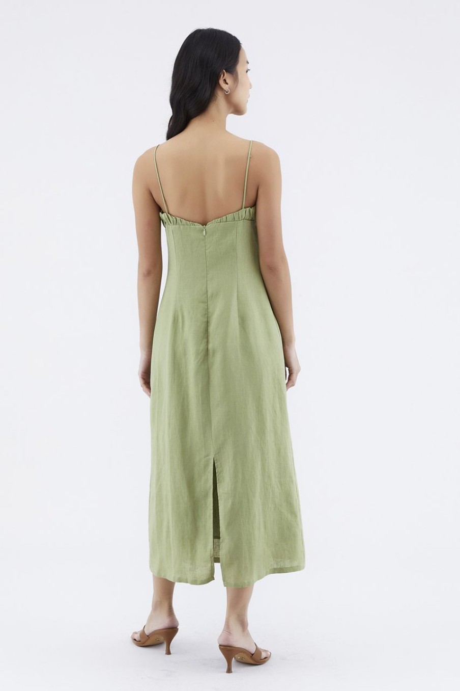 Women The Editor's Market Dresses | Gwenette Linen Bustier Dress Fern