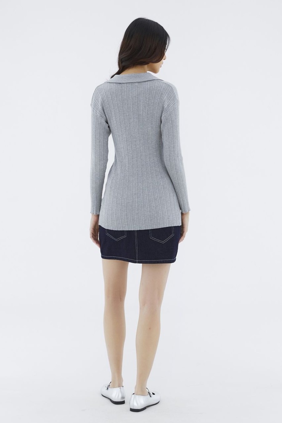 Women The Editor's Market Tops | Quicinda Longline Knit Top Storm