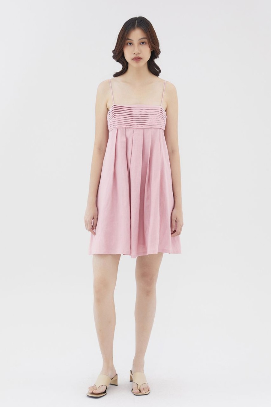 Women The Editor's Market Dresses | Chesca Linen Pleated Dress Carnation