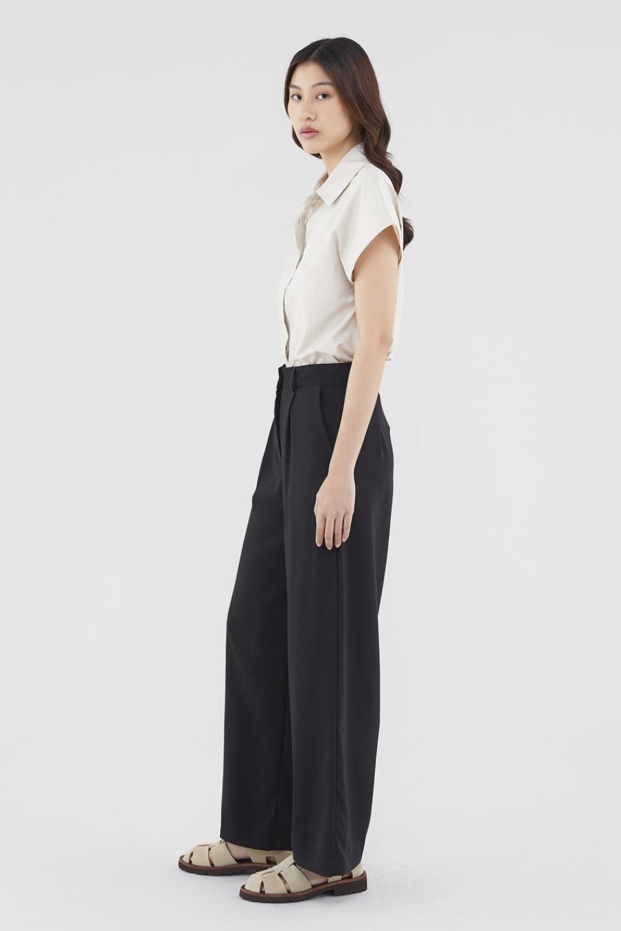 Women Palette Pants | Elicia Wide-Leg Pants Black