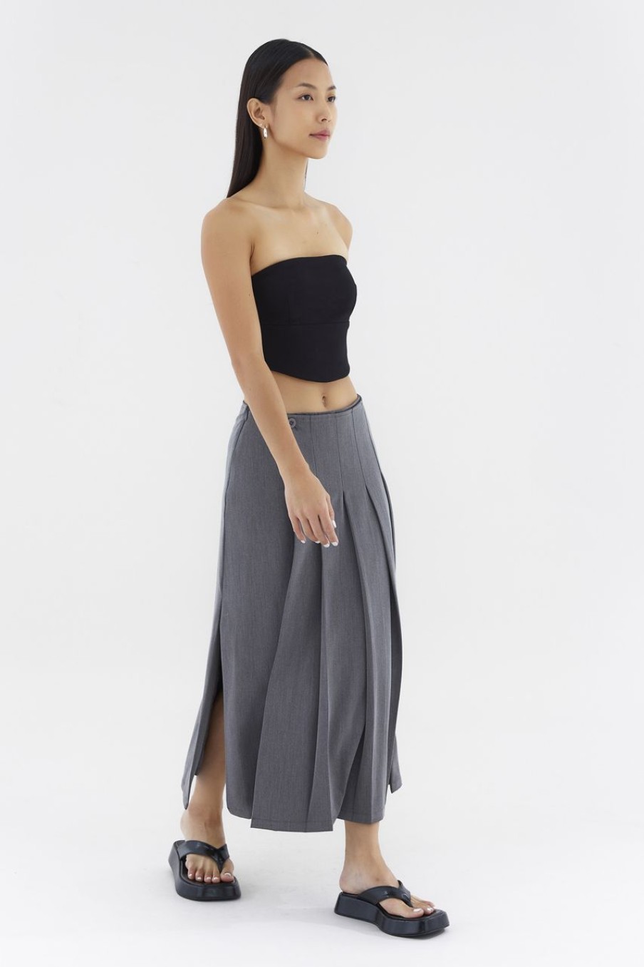 Women The Editor's Market Skirts | Mayce Mid-Rise Pleated Skirt Gunmetal