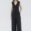 Women The Editor's Market Pants | Mildred Linen Wide-Leg Pants Black