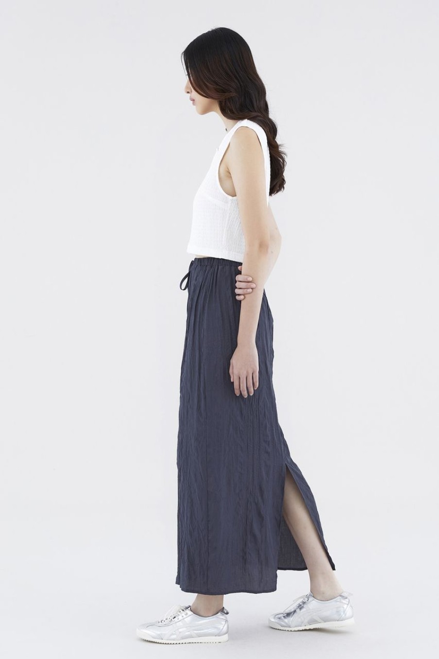 Women The Editor's Market Skirts | Synvere Drawstring Straight Skirt Charcoal