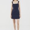 Women The Editor's Market Dresses | Noemi Tie-Back Mini Dress Navy Blue