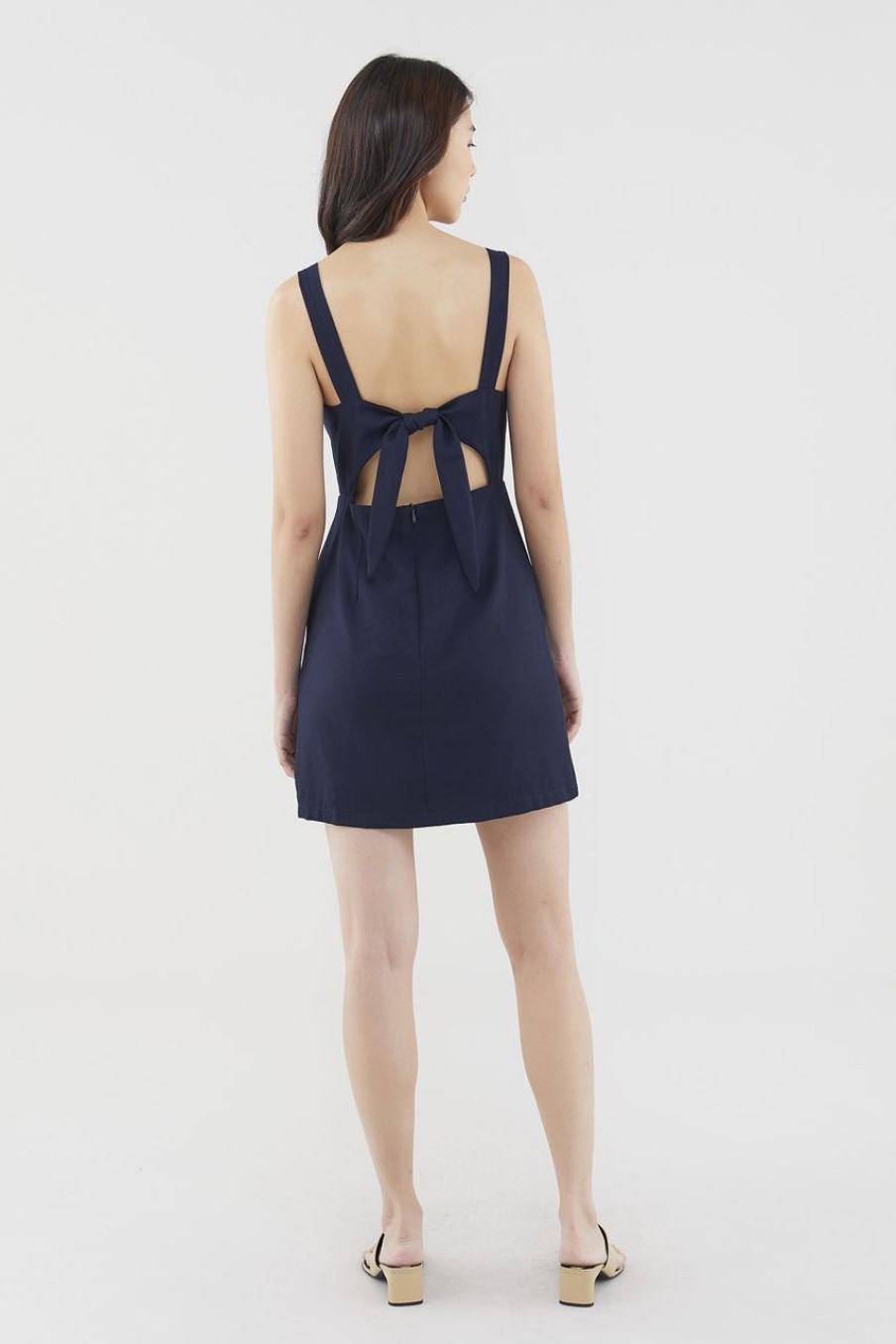 Women The Editor's Market Dresses | Noemi Tie-Back Mini Dress Navy Blue