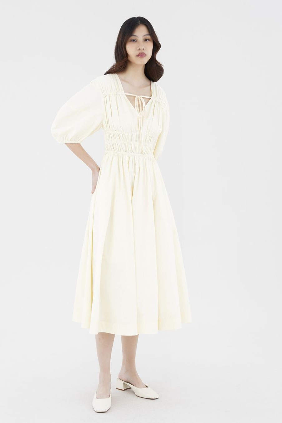 Women The Editor's Market Dresses | Kolene Shirred Dress Mascarpone