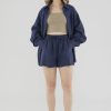 Women The Editor's Market Shorts | Bonita Linen Relaxed Shorts Navy Blue