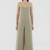 Women The Editor's Market Jumpsuits | Thelma Linen V-Neck Jumpsuit Khaki