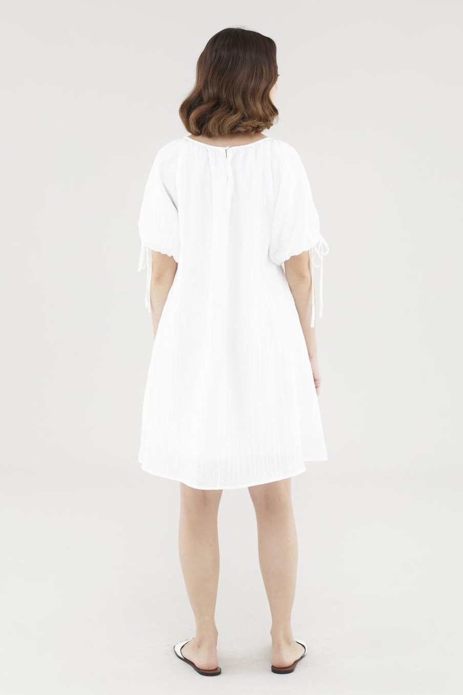 Women The Editor's Market Dresses | Luna Puff-Sleeve Dress White