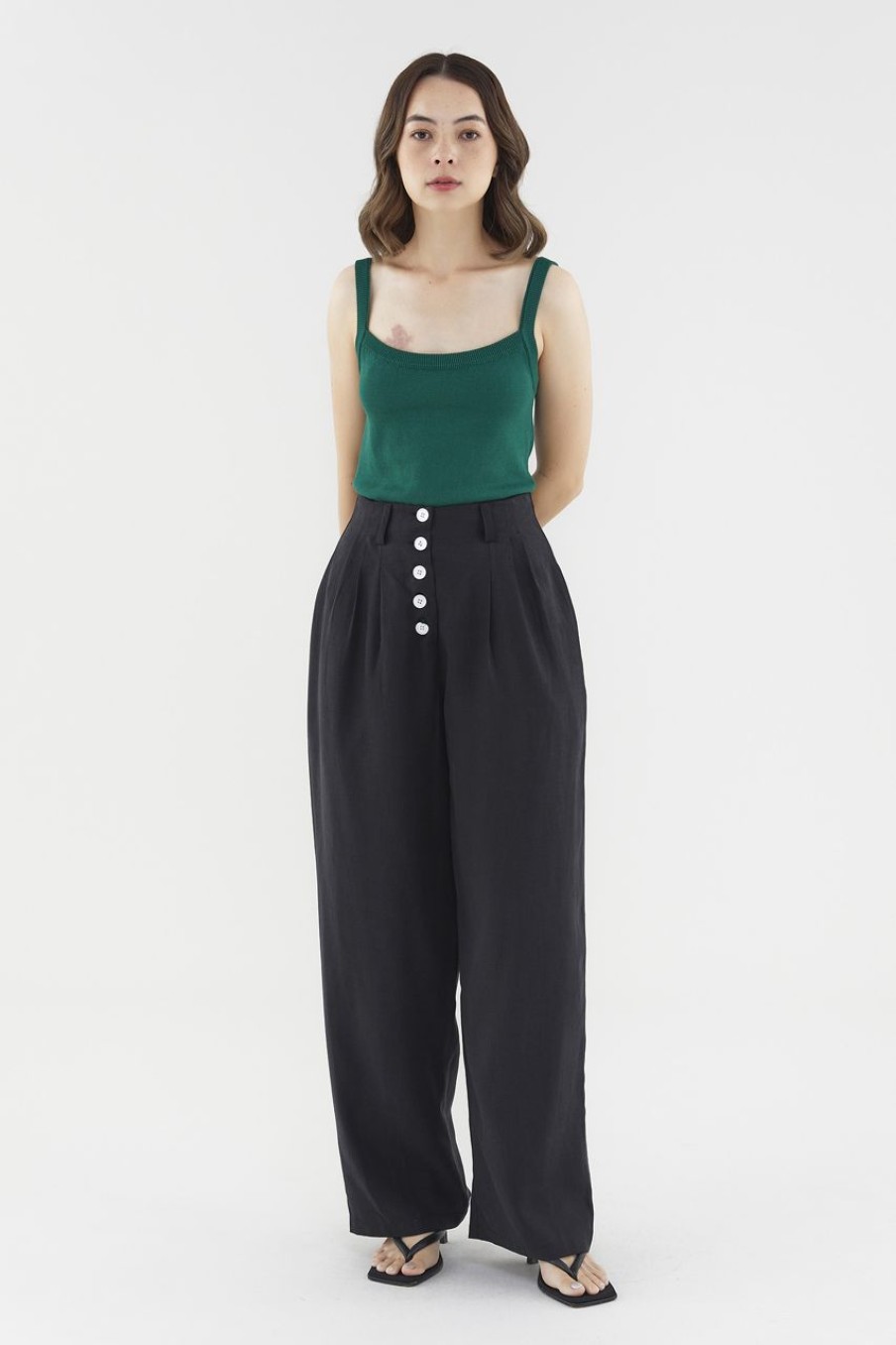 Women The Editor's Market Pants | Chantelle Buttoned Pants Black