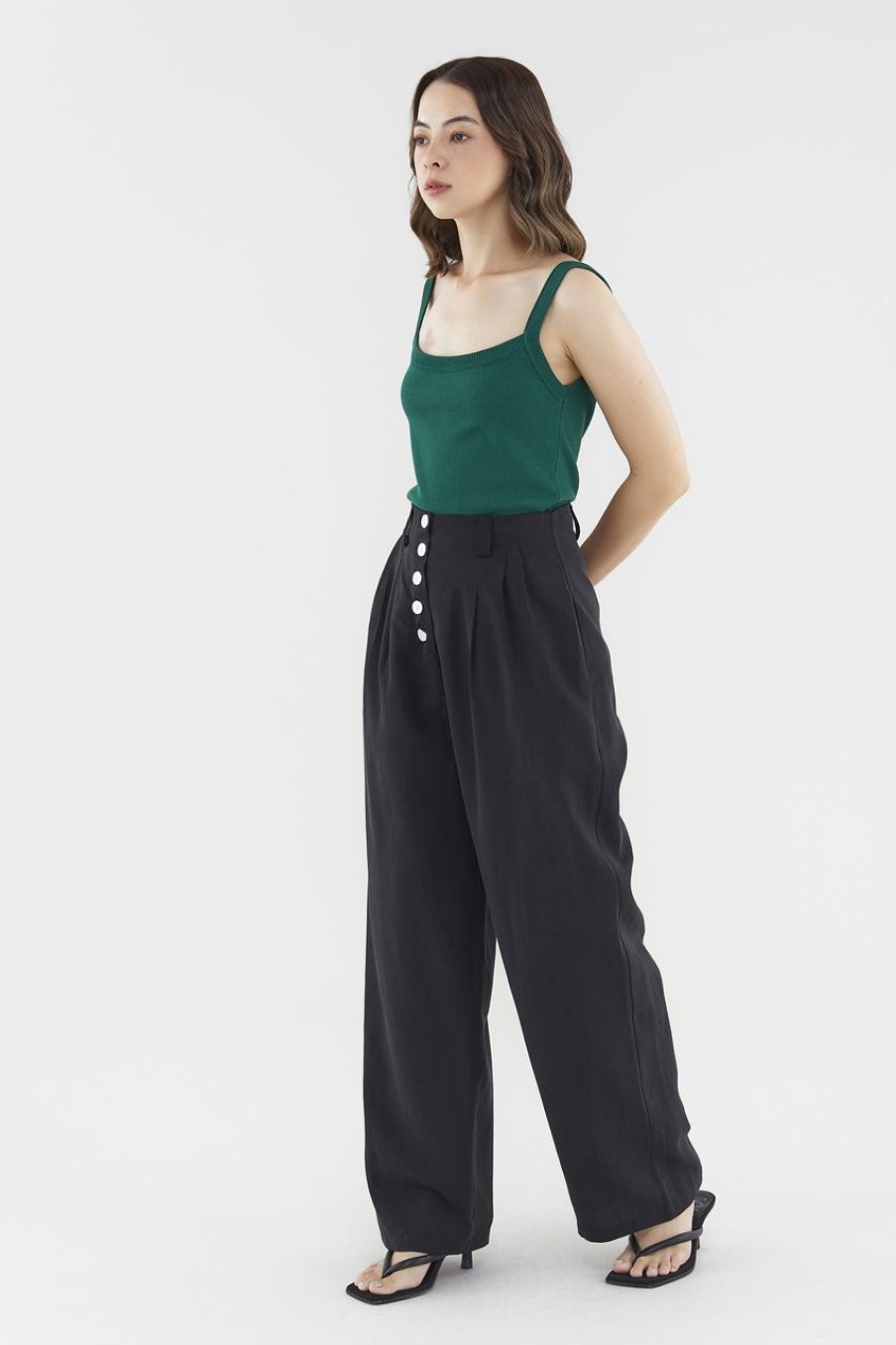 Women The Editor's Market Pants | Chantelle Buttoned Pants Black