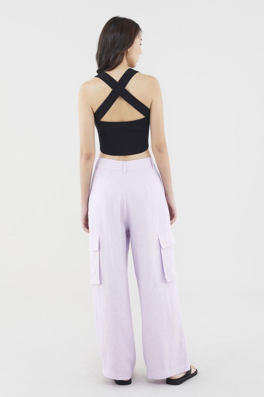 Women The Editor's Market Pants | Marcelyn Linen Utility Pants Lilac