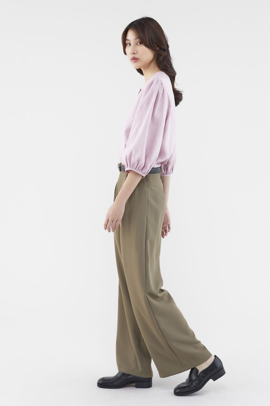 Women The Editor's Market Tops | Tessa Linen Button-Down Blouse Dusty Pink